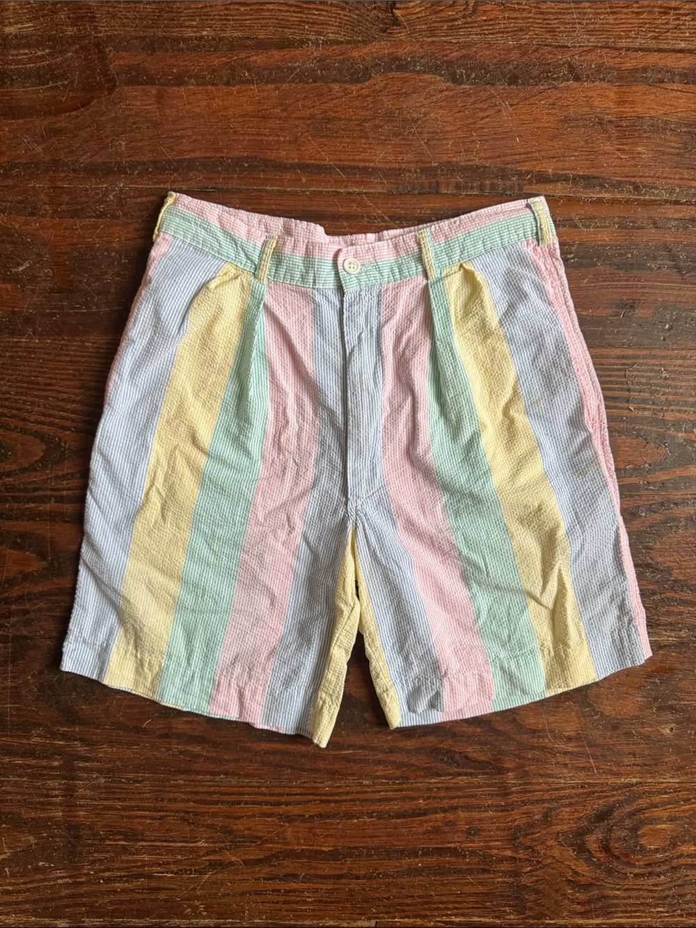 VTG 60’s Brooks Brothers Kids Striped Seersucker Multi-Color Shorts M/L